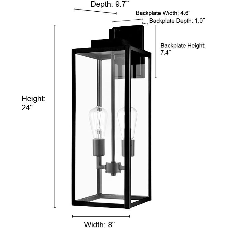Atless 2 Light 24 inch Powder Coated Bronze Outdoor Wall Lantern